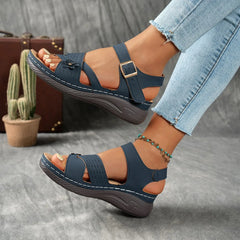 Retro Flower Plarform Sandals Plus Size Ankle Buckle Wedge Sandles Comfort Non Slip Orthopedic Sandalias Mujer