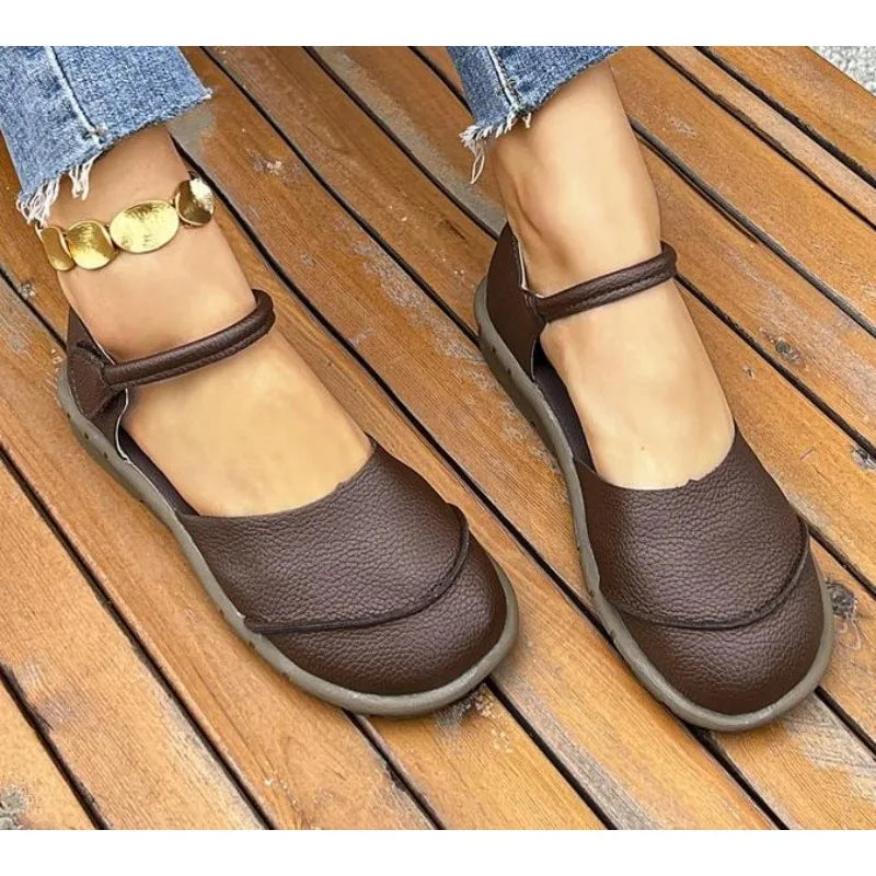 Retro Handmade Genuine Leather Flats Sandals Casual Versatile Comfortable Soft Sole Shoes