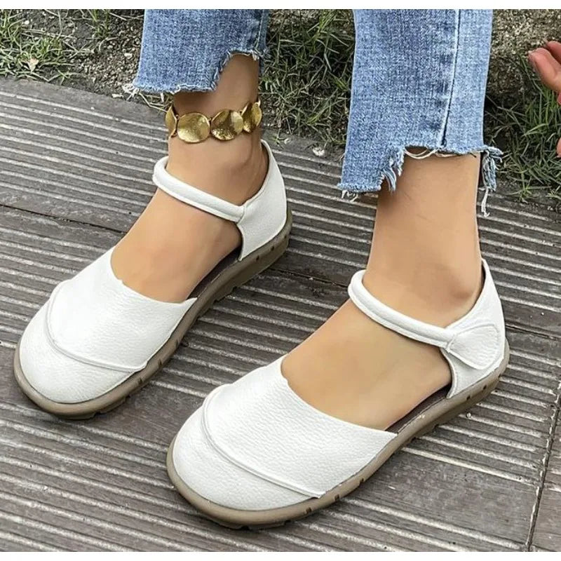 Retro Handmade Genuine Leather Flats Sandals Casual Versatile Comfortable Soft Sole Shoes