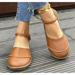 Retro Handmade Genuine Leather Flats Sandals Casual Versatile Comfortable Soft Sole Shoes