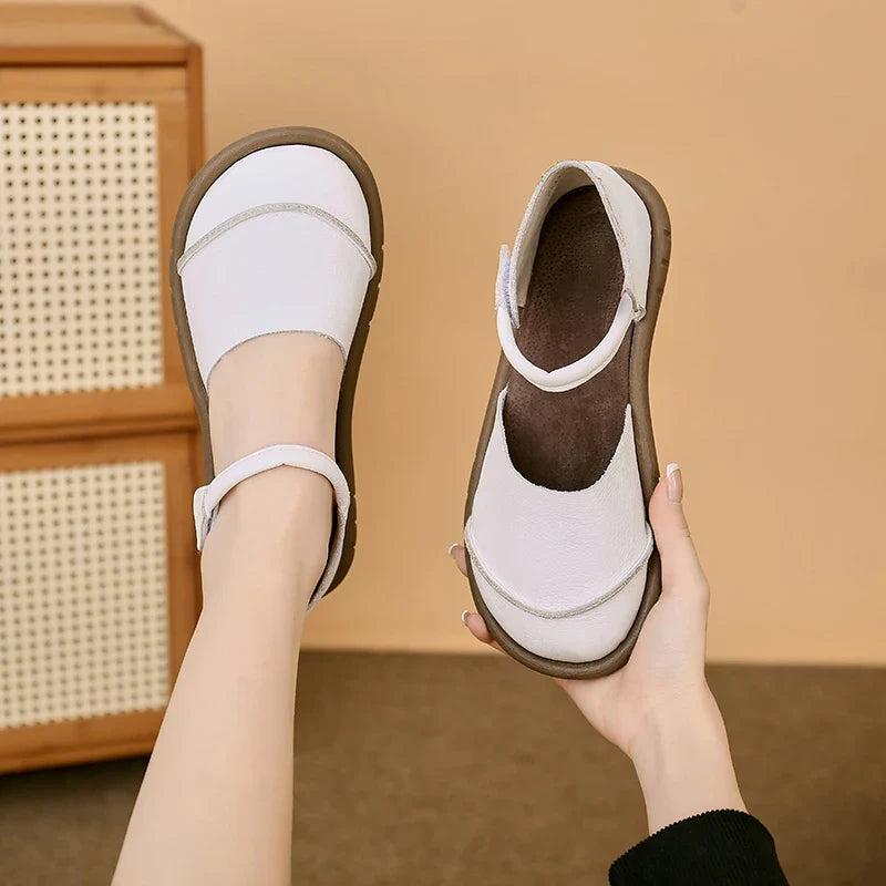 Retro Handmade brown Leather Flats Sandals Casual Versatile Comfortable Soft Sole Shoes