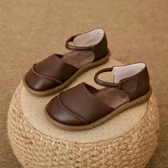 Retro Handmade brown Leather Flats Sandals Casual Versatile Comfortable Soft Sole Shoes