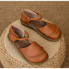 Retro Handmade brown Leather Flats Sandals Casual Versatile Comfortable Soft Sole Shoes
