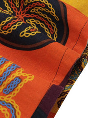Retro O-neck Short Sleeve Loose Baggy Print Maxi Dress