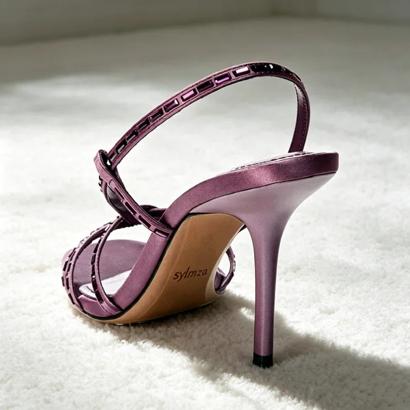 Rhinestone Detail Purple Heel