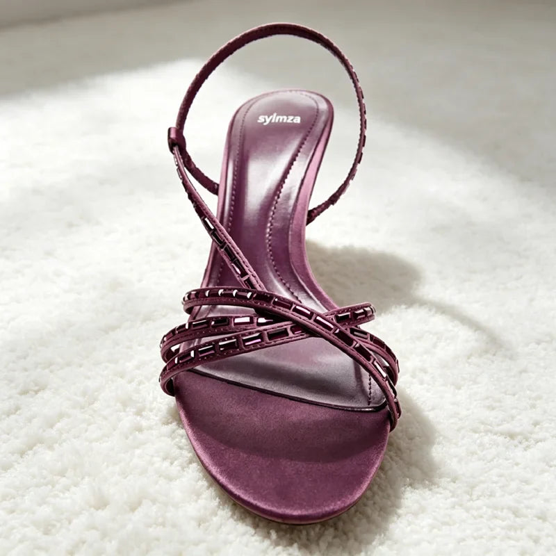 Rhinestone Detail Purple Heel