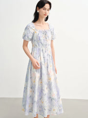 Romantic Oil Painting Skirt Temperament Sweet Waist Dress