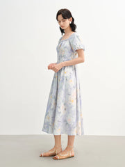 Romantic Oil Painting Skirt Temperament Sweet Waist Dress