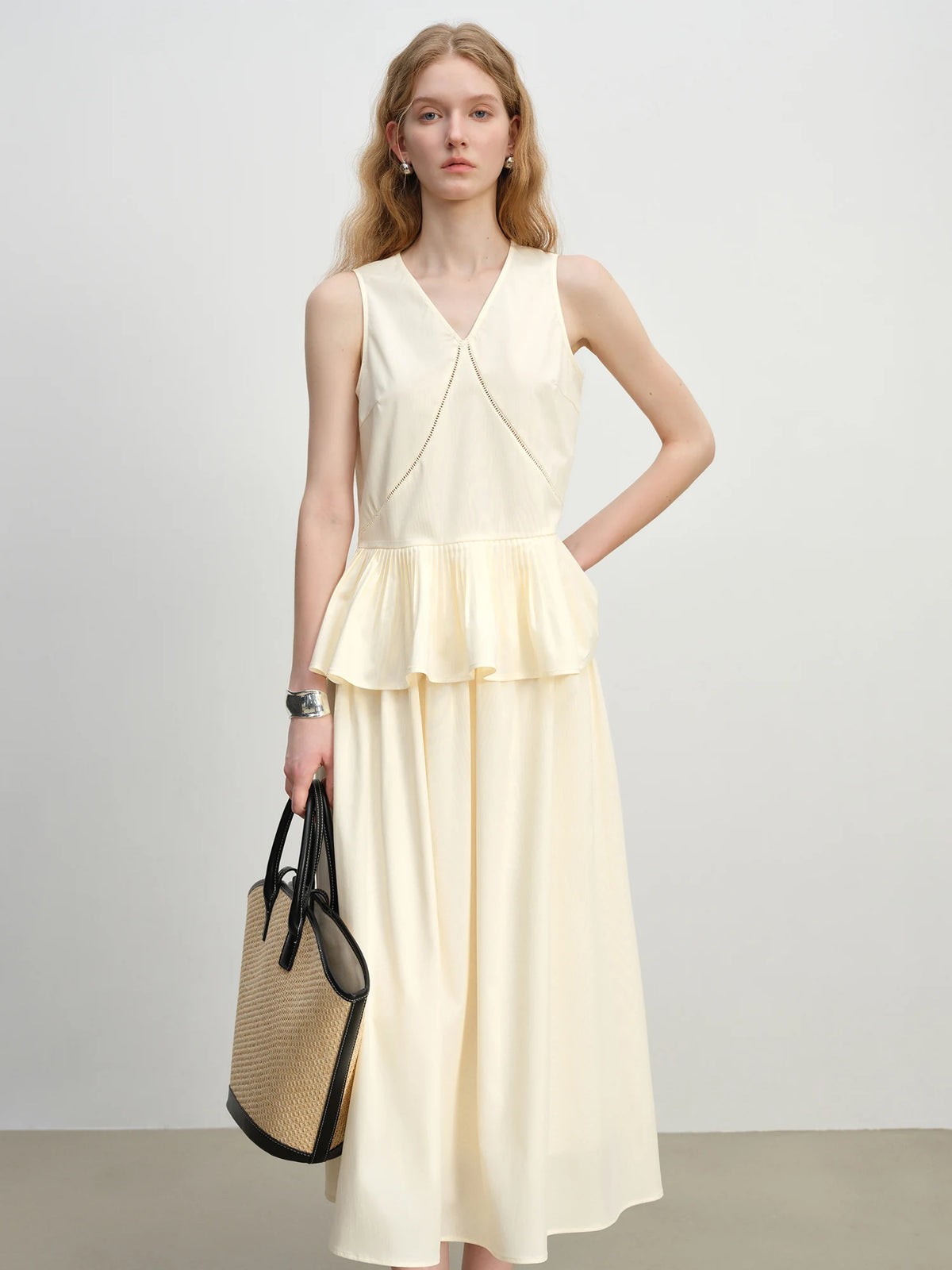 Romantic Ruffle Sleeveless Holiday Mid-Calf Top Skirt Set