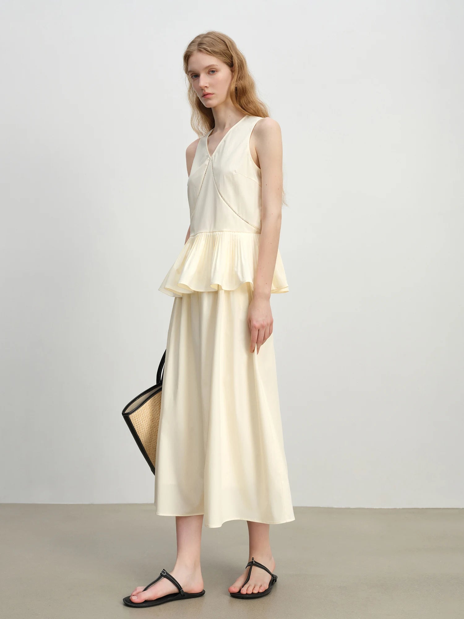 Romantic Ruffle Sleeveless Holiday Mid-Calf Top Skirt Set