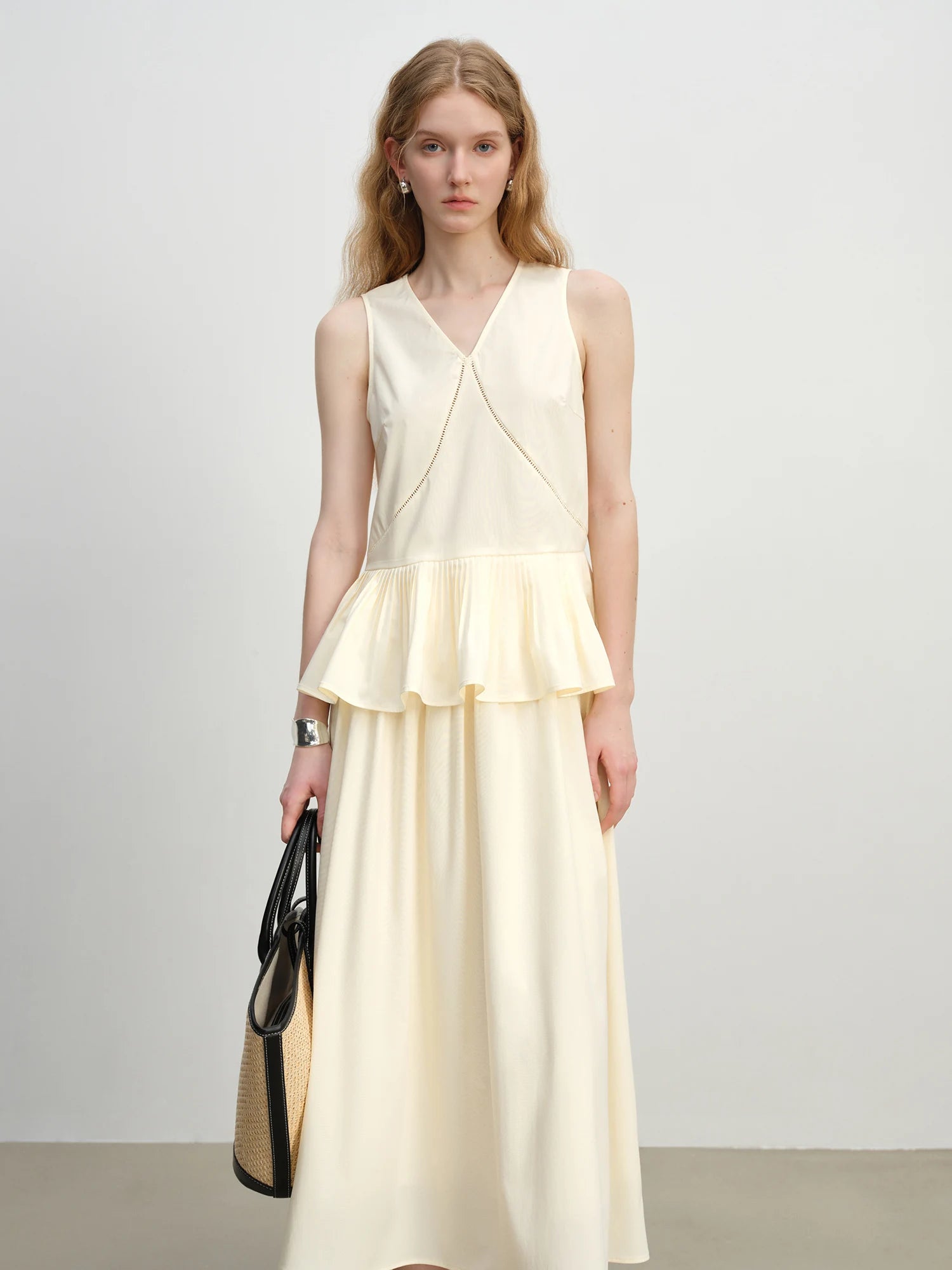 Romantic Ruffle Sleeveless Holiday Mid-Calf Top Skirt Set