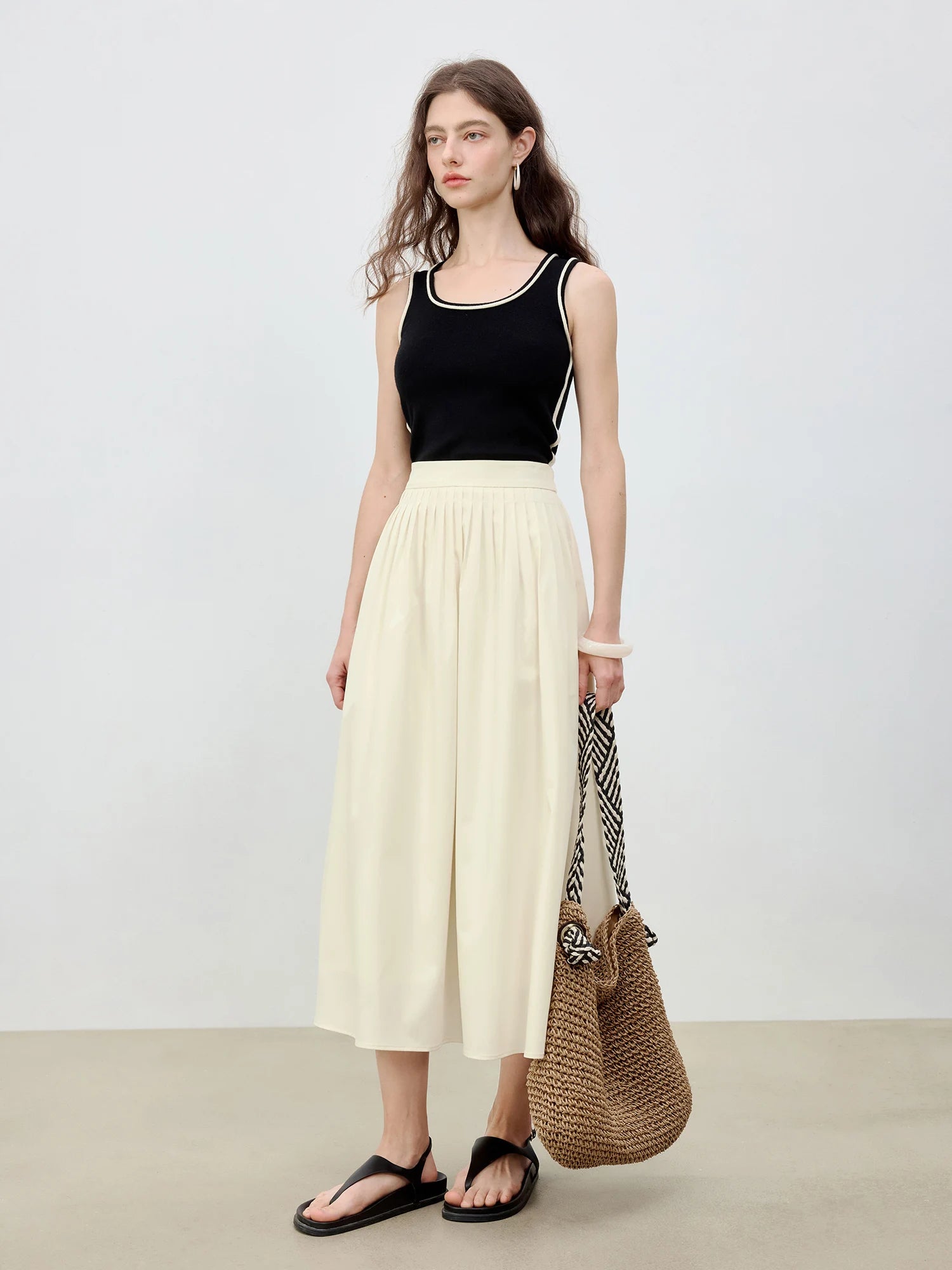 Romantic Ruffle Sleeveless Holiday Mid-Calf Top Skirt Set