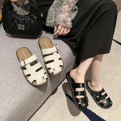 Rome Slippers Flats Platform Shoes
