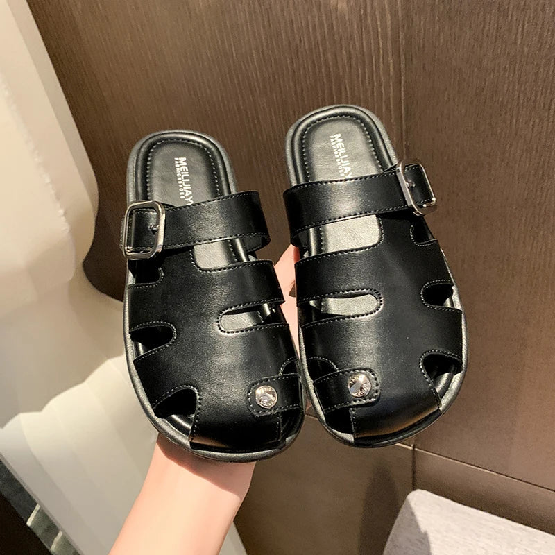 Rome Slippers Flats Platform Shoes