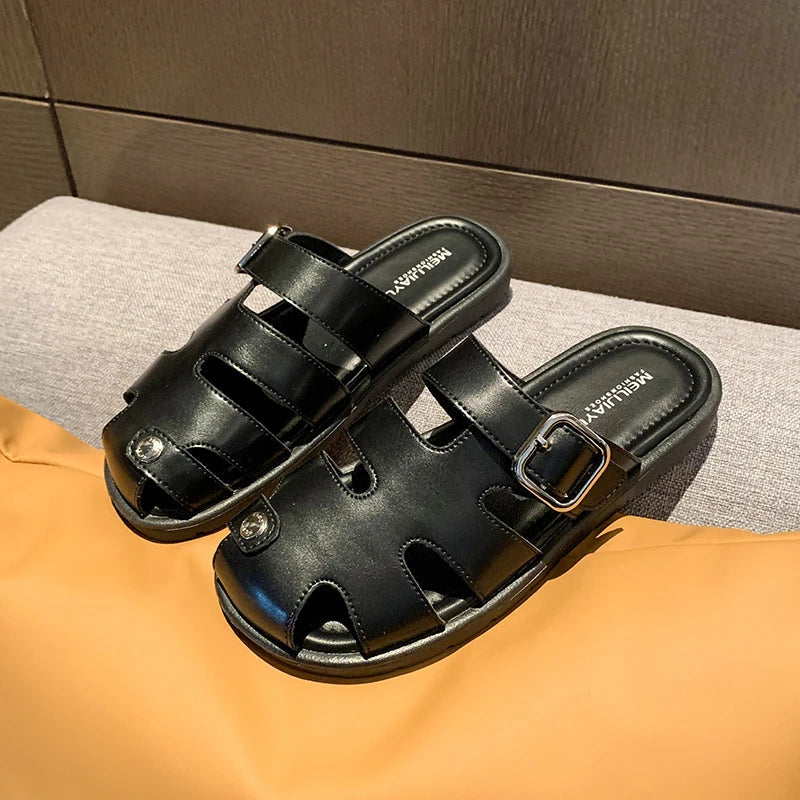 Rome Slippers Flats Platform Shoes