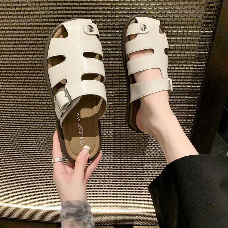 Rome Slippers Flats Platform Shoes