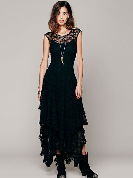 Layered Lace Maxi Dress for Women