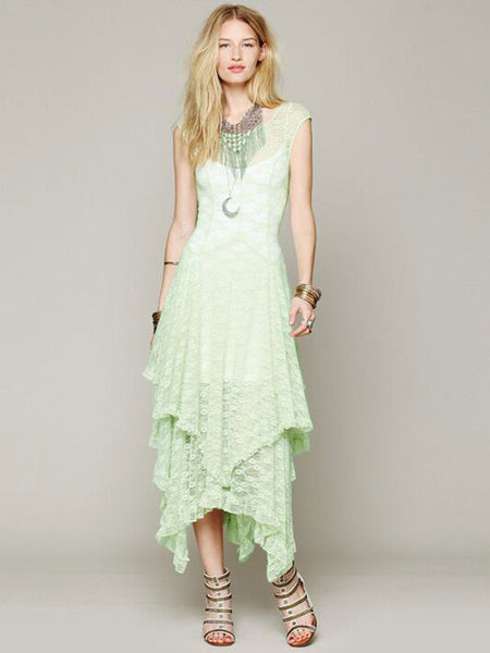 Layered Lace Maxi Dress for Women