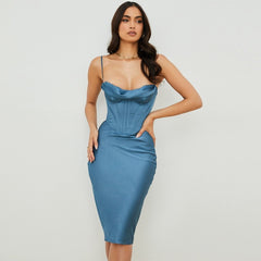 Ruched Elegant Satin Corset Party Night Club Dress