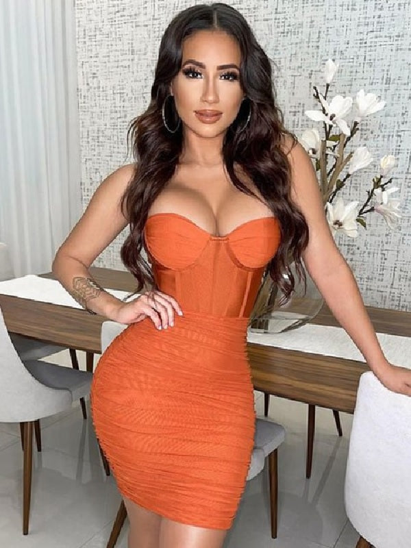 Ruched Sleeveless Night Club Party Mini Dress