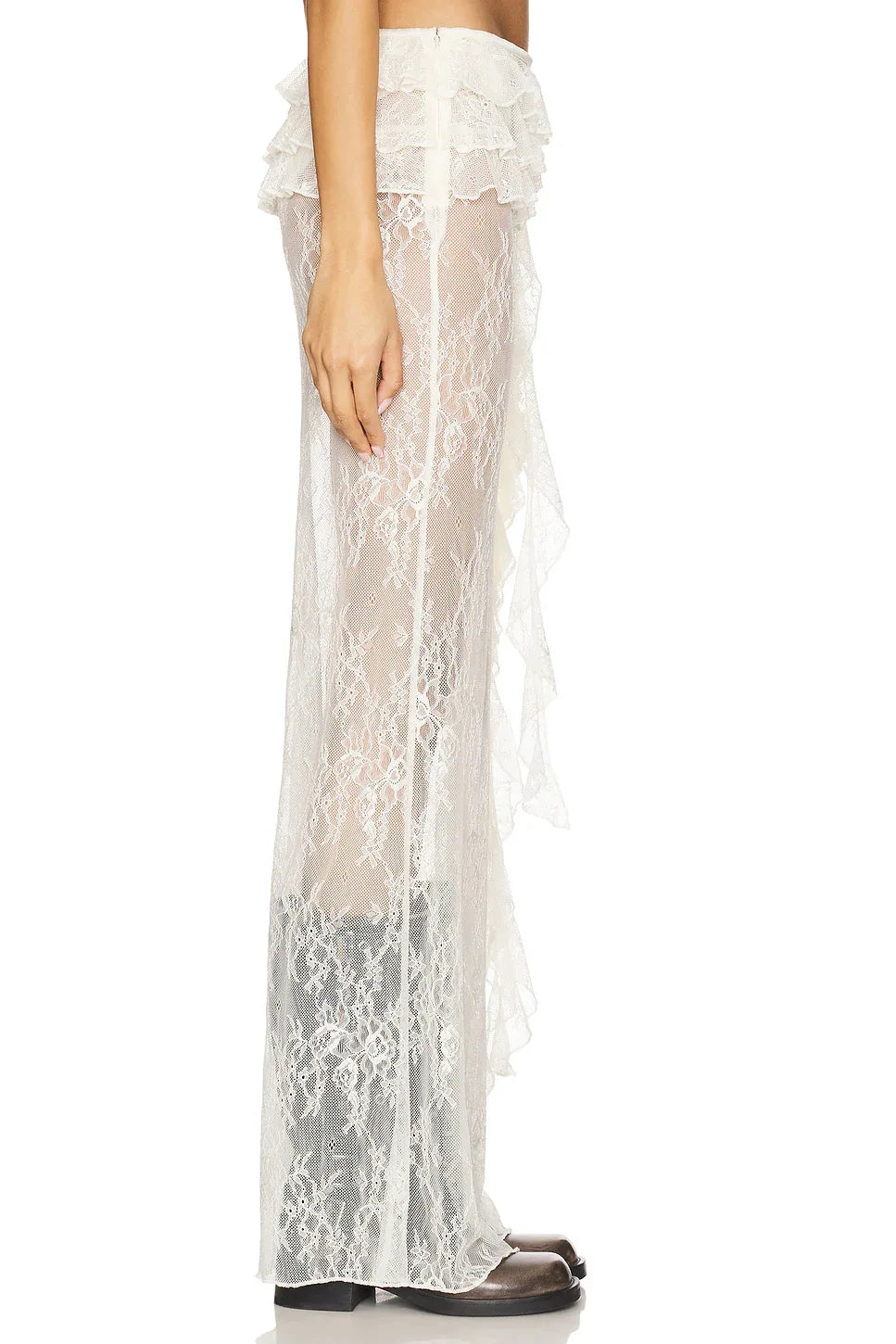 Ruffle Lace Maxi Skirt See Through Slim Club Party Beach Holiday Two Piece Set