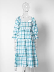 Ruffle Square Neck Puff Sleeve Beach Party Dress