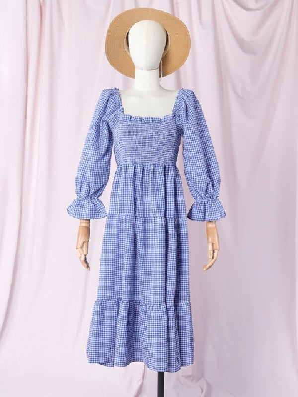 Ruffle Square Neck Puff Sleeve Beach Party Dress