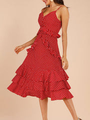 Ruffles Polka Dot Chiffon Beach Dress