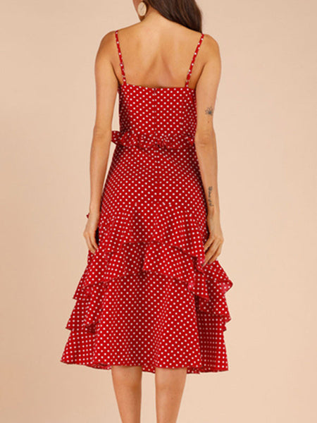 Ruffles Polka Dot Chiffon Beach Dress