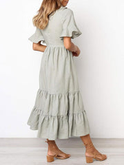 Ruffles Short Sleeves Cotton Maxi Dresses