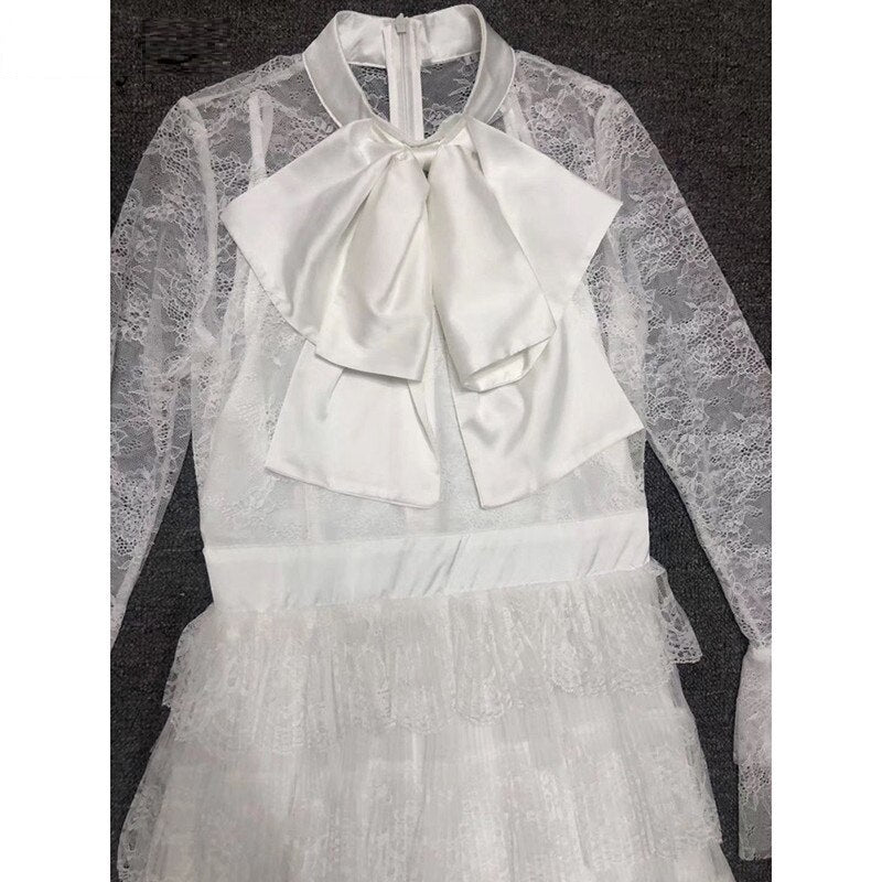Runway  Flare Sleeve Cascading Ruffle Elegant Long Dress