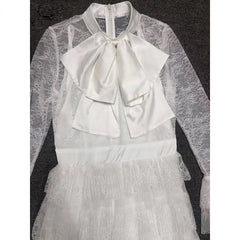 Runway  Flare Sleeve Cascading Ruffle Elegant Long Dress