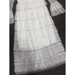 Runway  Flare Sleeve Cascading Ruffle Elegant Long Dress
