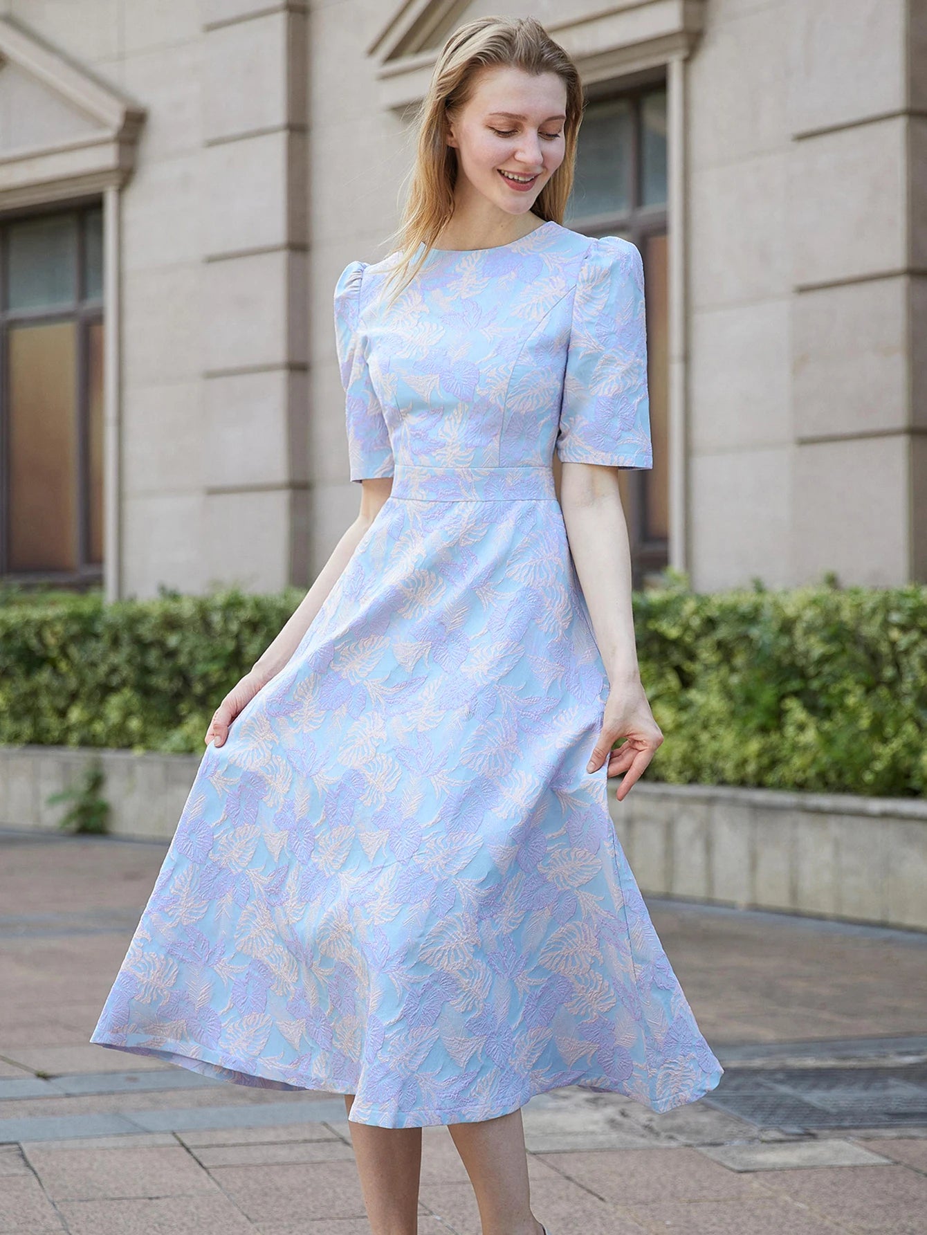 Elegant Flower Casual O-Neck Temperament Evening Party Dresses