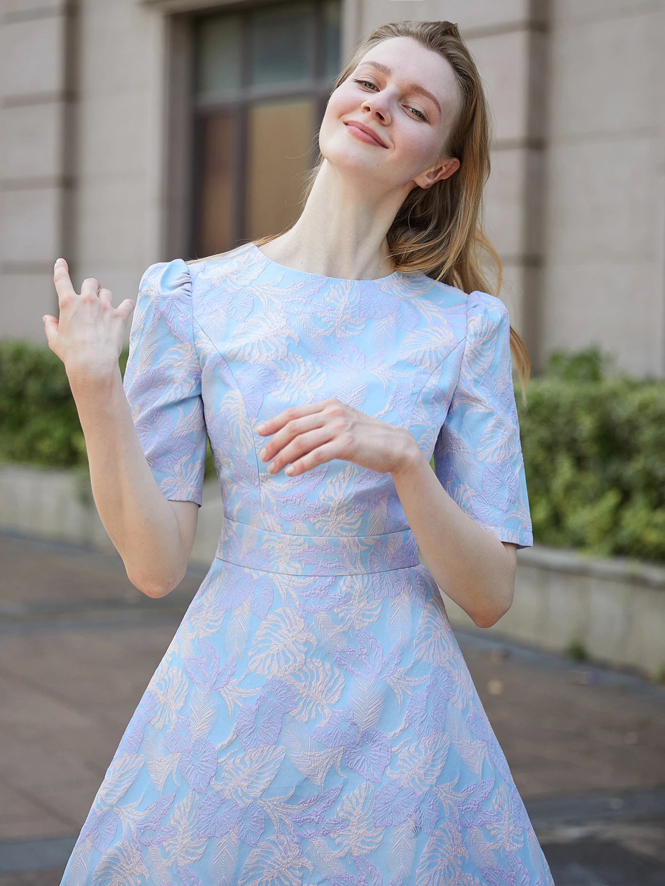 Elegant Flower Casual O-Neck Temperament Evening Party Dresses