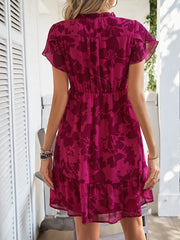 Casual Short sleeved floral elastic Bohemian print beach Dress