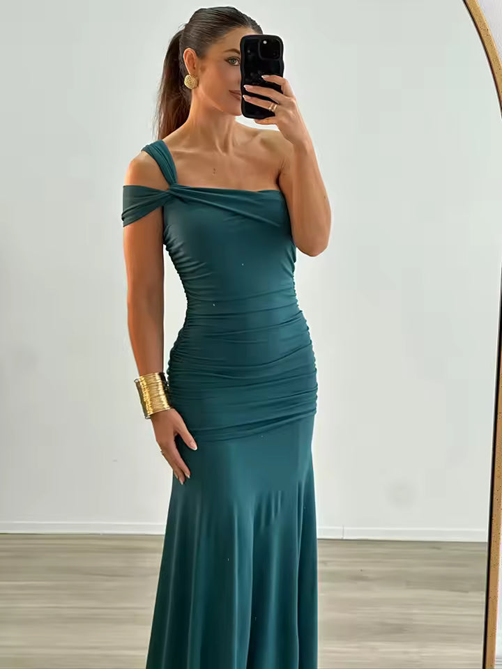 One Shoulder Backless Off-shoulder Sleeveless Bodycon Elegant Long Dresses
