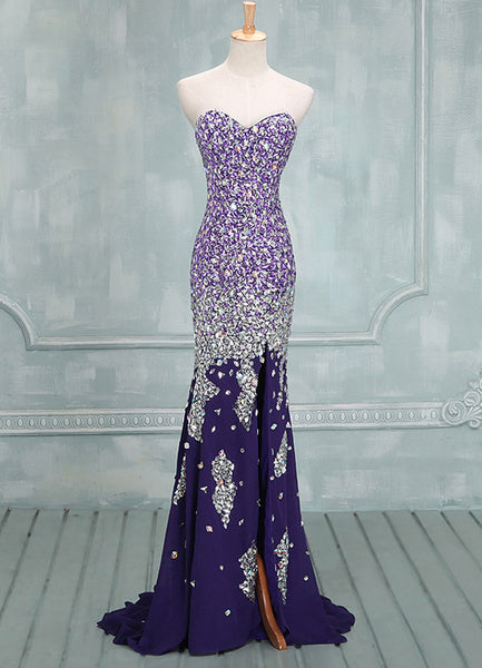 Sage Sweetheart Neck Sequin Mermaid Chiffon Prom Dress