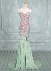 Sage Sweetheart Neck Sequin Mermaid Chiffon Prom Dress
