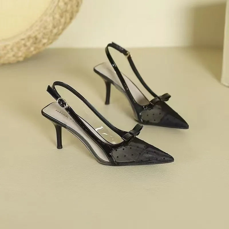 Sandals Flat Baotou  Mesh Breathable Bow-knot Sandalias Low Heel