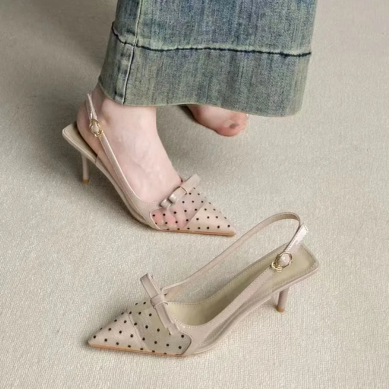 Sandals Flat Baotou  Mesh Breathable Bow-knot Sandalias Low Heel