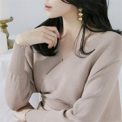 Sashes Lace Up Bow Fashionable Casual Skinny Slim Sweater Dress