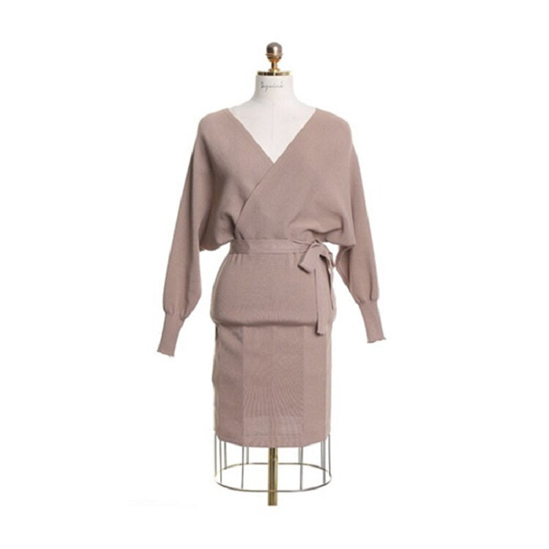 Sashes Lace Up Bow Fashionable Casual Skinny Slim Sweater Dress