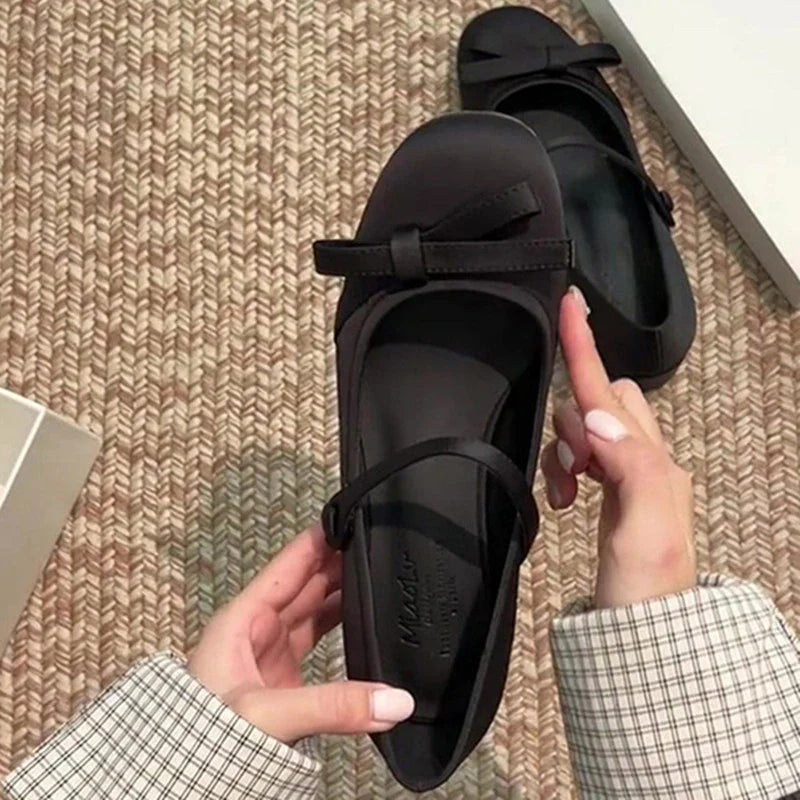 Satin Bowknot Sweet Mary Jane Shoes