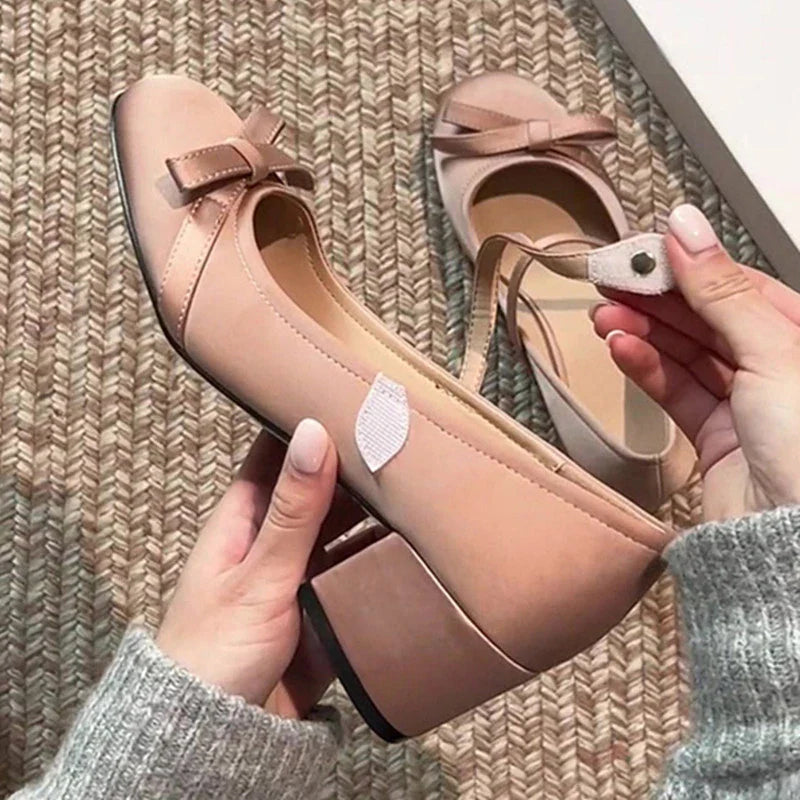 Satin Bowknot Sweet Mary Jane Shoes