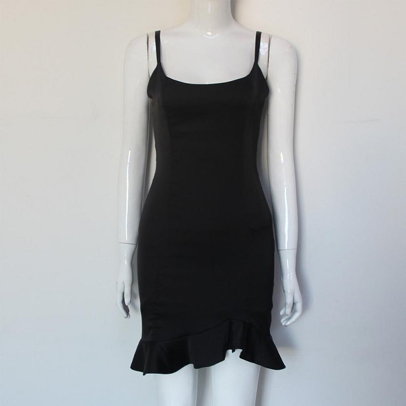 Ruffles Spaghetti Strap Night Club Bodycon Dress