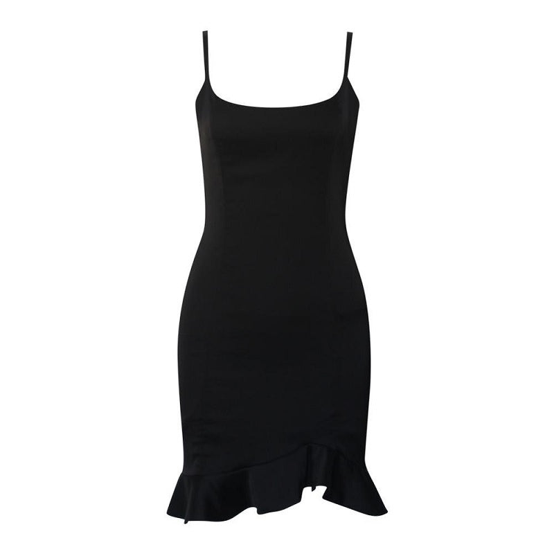 Ruffles Spaghetti Strap Night Club Bodycon Dress