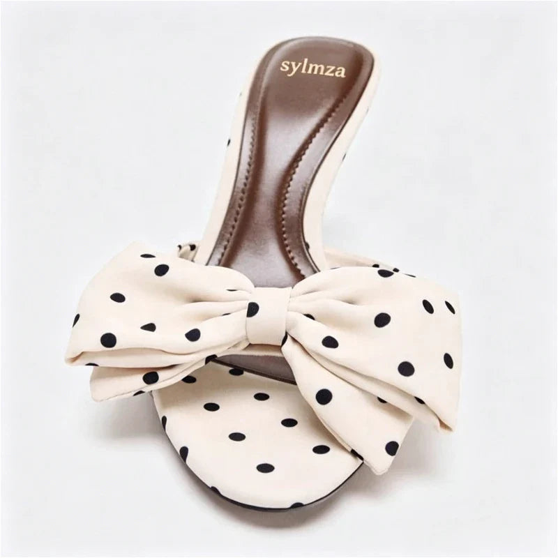 Satin Polka Dot Butterfly Knot Decorative Heel