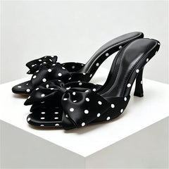 Satin Polka Dot Butterfly Knot Decorative Heel