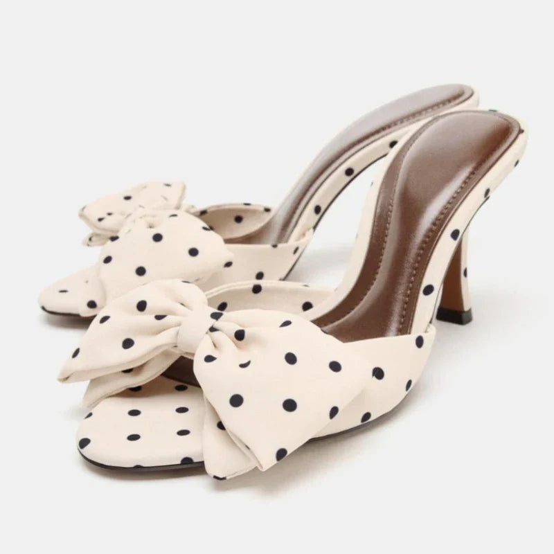 Satin Polka Dot Butterfly Knot Decorative Heel